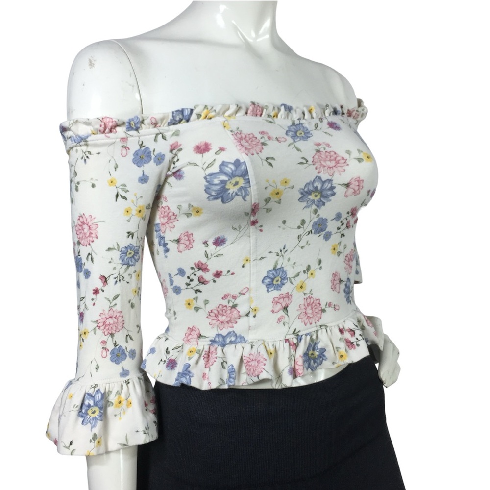 Floral off the Shoulder Ruffle Top XS